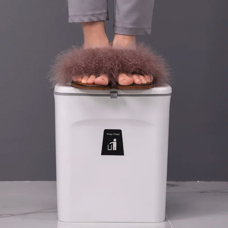 Wall Mounted Trash Can - 79L Hanging Waste Bin with Lid for Kitchen and Bathroom