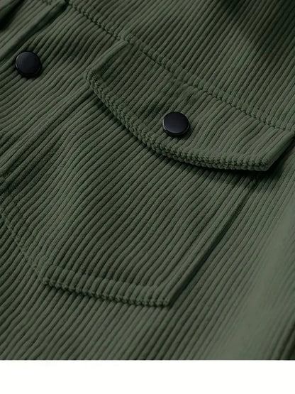 The 2025 New Autumn Corduroy Jacket for Men with a Lapel, Trendy Japanese Style Loose Coat