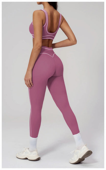 Fitness Suit 2PCS Yoga Set Women's Tracksuit Sports Outfits Gym Running Push Up Sportswear Legging Athletic Wear Workout Clothes