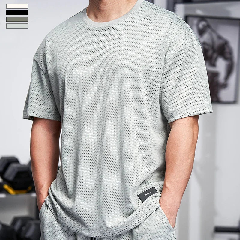 Men Gym Muscle Shirt - Quick Dry Workout Tee, Loose Fit Running & Training Top