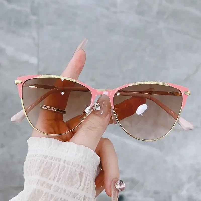Cat Eye Sunglasses - Round Frame Fashion Glasses for Men & Women | Anti Reflective Lenses