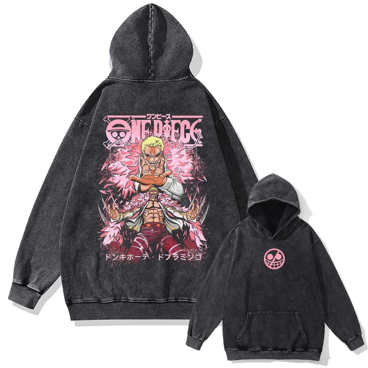 Japanese Anime One Piece Print Pullover Men Washed Hoodie Sweatshirt Cotton Harajuku Streetwear Vintage Hooded Hoodie Unisex