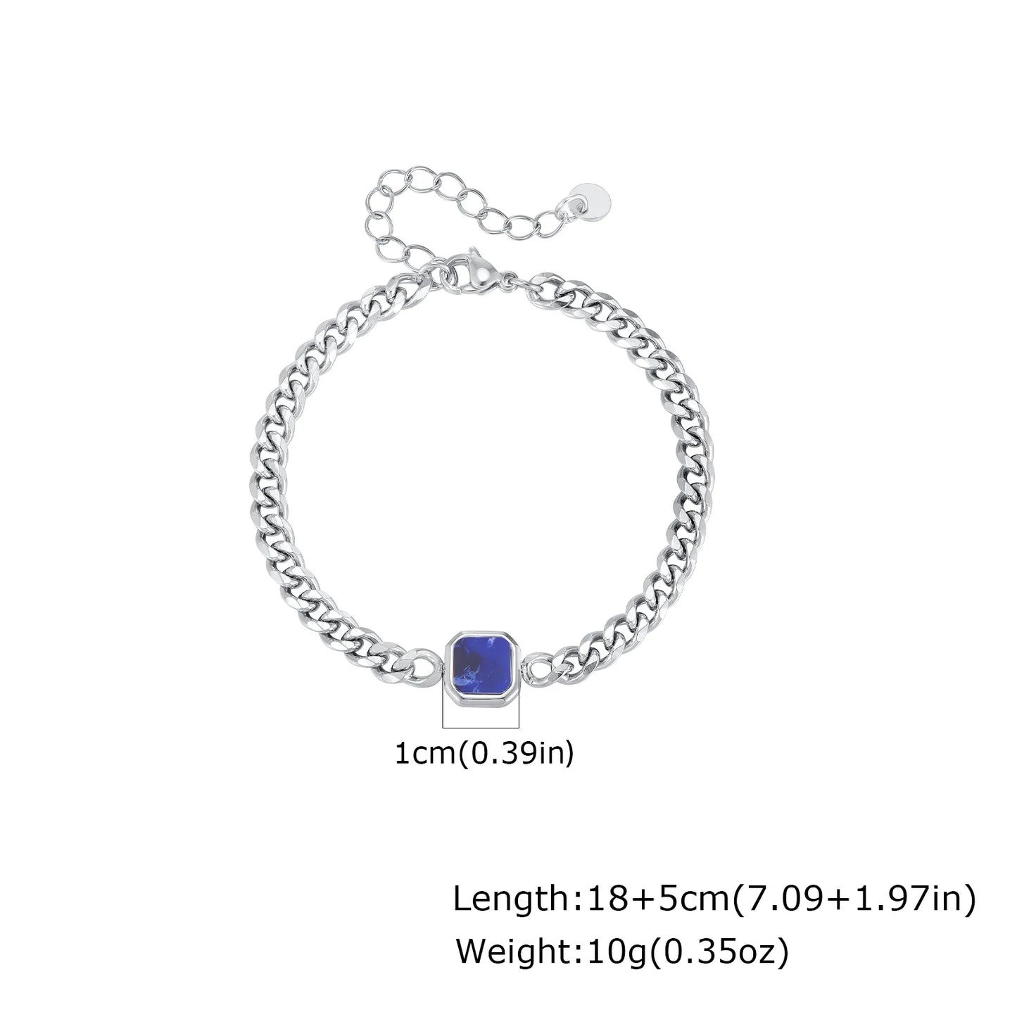 Vnox 5/7mm Width Adjustable Chain Bracelet for Men, Stainless Steel Acrylic Six-Sided Polished Jewelry Gift for Husband Son‌ Him