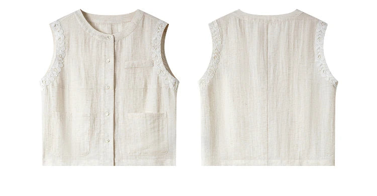VIMLY Linen Blend Pant Set Two Piece Old Money Style Woman Summer Outfits 2026 Sleeveless Vest Wide Legs Pants Lady Suit A0820