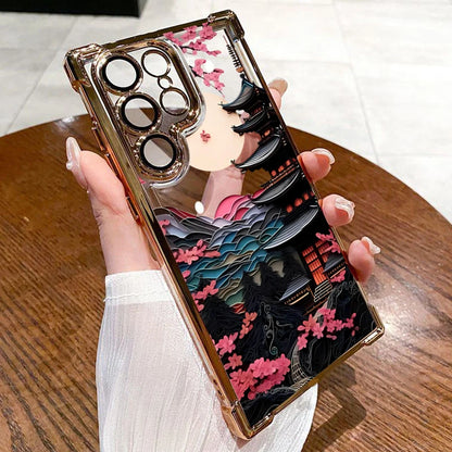 Japanese-Style Ancient House Airbag Phone Case for Samsung Galaxy S26 S25 S24 Ultra S23 S22 Plus S21FE A56 A55 A54 A53 A35 Cover