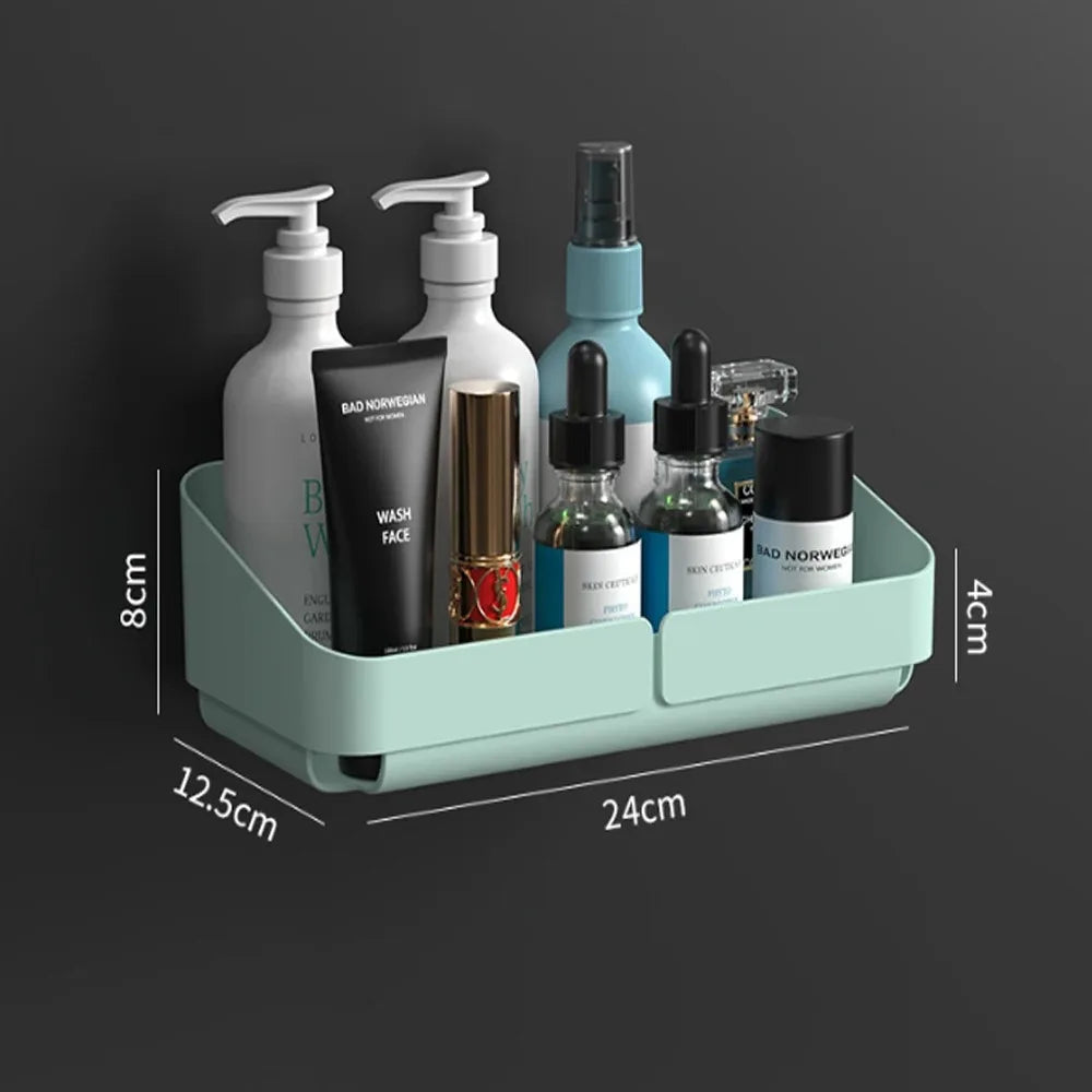 Bathroom Kitchen Wall Shelf - No-Drill Makeup  Shampoo Organizer