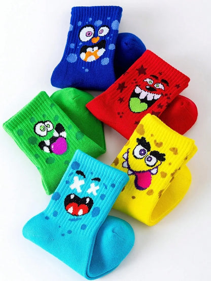 5 Pairs of Cute Toddler Socks for Boys and Girls in Spring, Summer, Autumn and Winter Soft and Breathable Four-Season Sports Socks