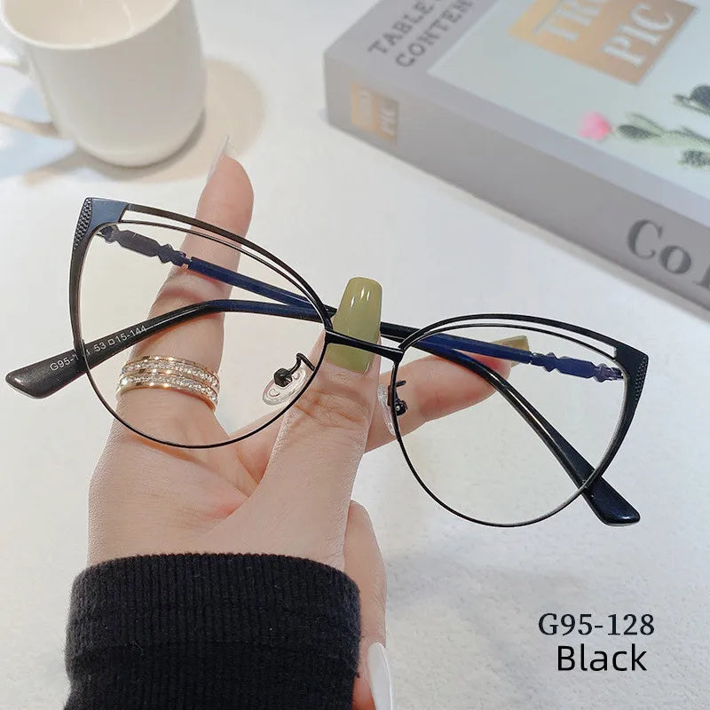 New Brand Design Retro Lady Cat Eye Frame Photochromic Anti Blue Light Computer Hyperopia Women Reading Glasses Degrees 0 to +6