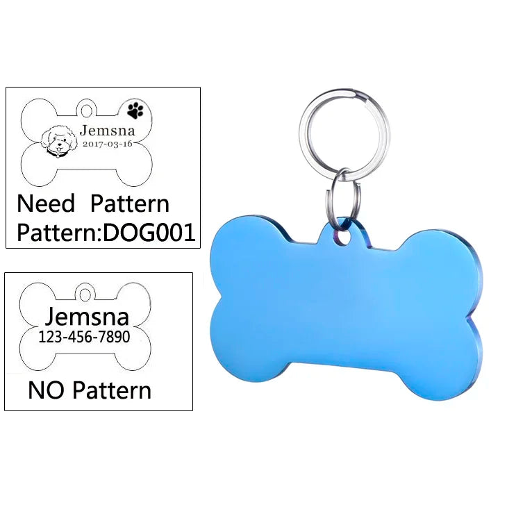 Dog ID Tag Free Engraving Name Tel Cat Collar Harness Pendant Clothes Accessories For Pet Custom Puppy Kitten Leash Pet Supplies