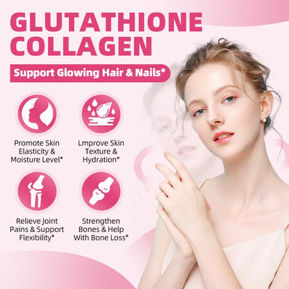 BBEEAAUU Collagen Glutathione Capsules Skin Whitening Sunscreen Fading Spots Deeply Nourishing Skin Elasticity & Moisture Level