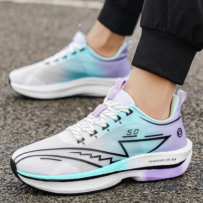 Marathon Men Sports Running Shoes Carbon Board Air Cushion Breathable Lightweight Women's Comfortable Athletic Nonskid Sneakers