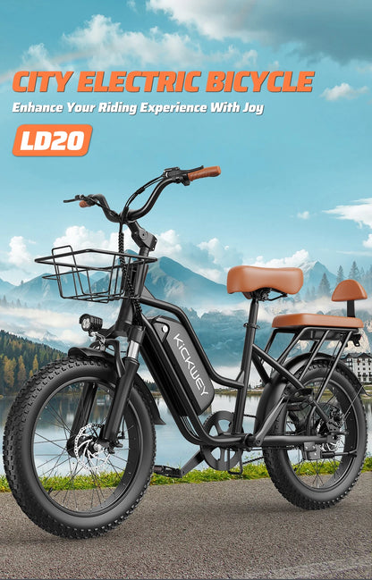 Electric Bike for Adults 20'' 1500W Peak Ebike Up to 50 Miles 32MPH Electric Mountain Bike 48V 20AH Removable Battery UL2849