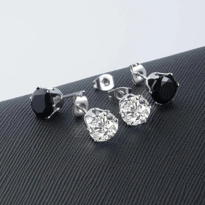 1 Pair 3mm-8mm Medical Stainless steel Crystal Zircon Ear Studs Earrings For Women/Men 4 Prong Tragus Cartilage Piercing Jewelry