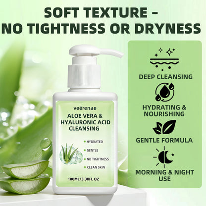 ALOE VERA HYALURONIC ACID CLEANSING | Gentle Deep Pore Moisturizing Face Wash | All Skin Types | Daily Morning & Night Use