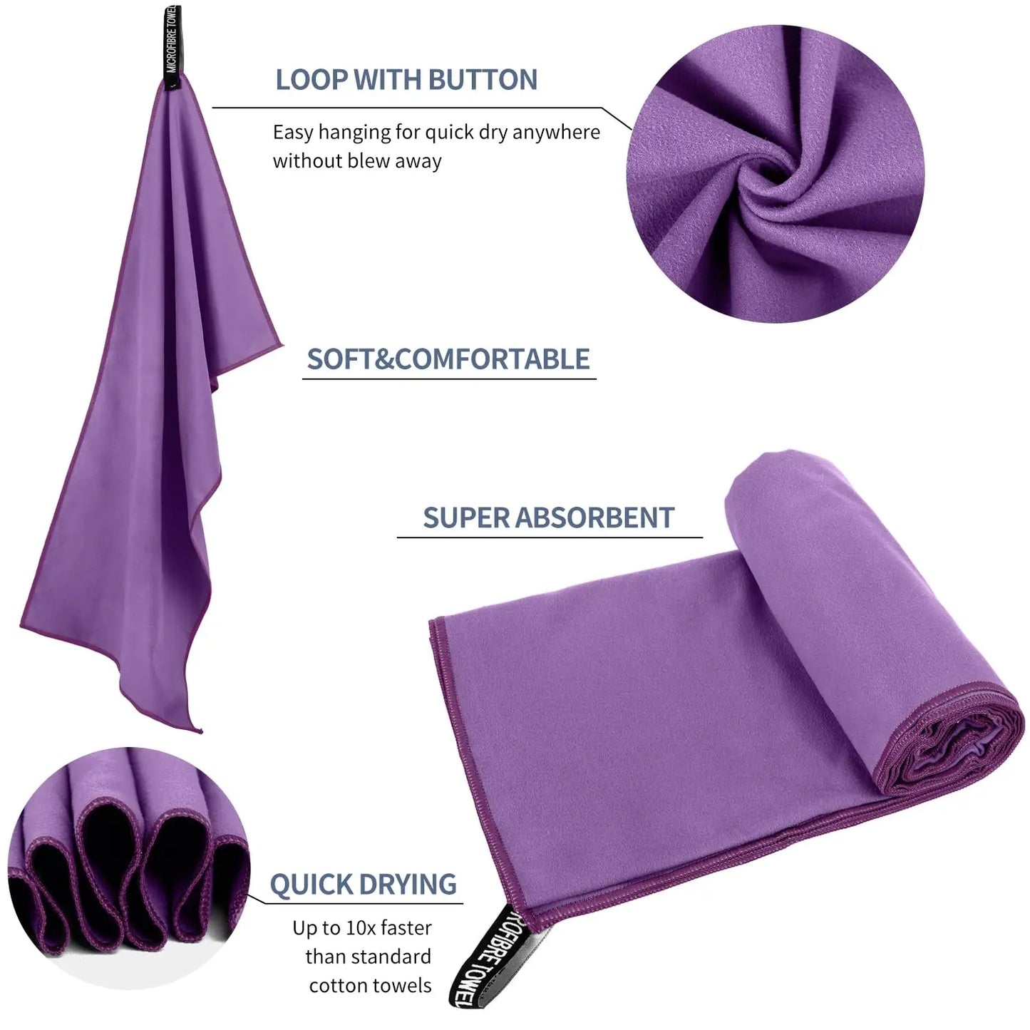 Sandproof Microfiber Fast-Drying Towel  Lightweight Portable  Swim Yoga Gym Beach Travel Sports Essentials