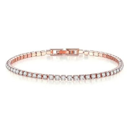 925 Sterling Silver Rose Gold Tennis Bracelet Sparkling Crystal Cubic Zirconia Hip-Hop Luxury Women's Jewelry Surprise Gift