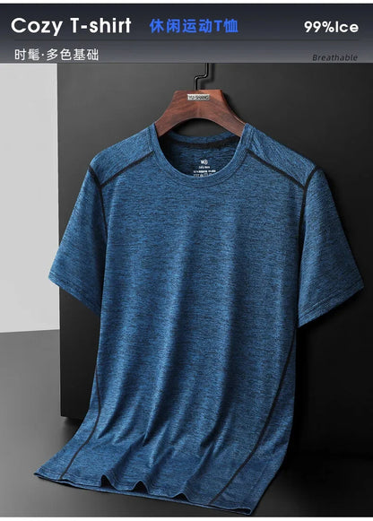 Breathable Camping Tee - Unisex Lightweight Outdoor Shirt With Striped Polyester Spandex