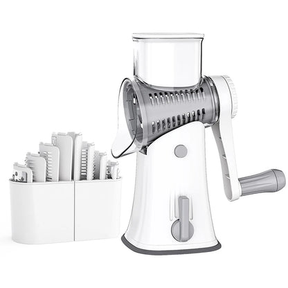 5 in 1 Cheese Grater - Rotary Stainless Steel Kitchen Vegetable Slicer & Nut Chopper