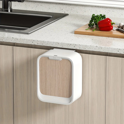 Motion Sensor Wall-Mounted Trash Can - Smart Kitchen Waste Bin with Lid for Cabinet Door