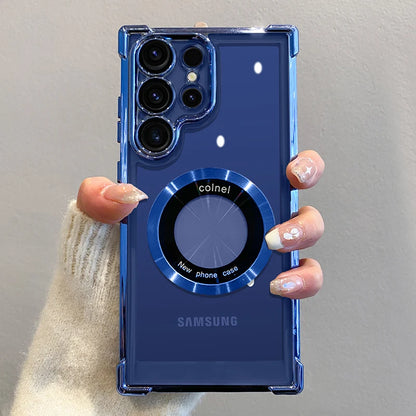 Plating Magnetic Wireless Charge Case For Samsung S26 S25 Ultra S24 S23 FE S22 Note 20 Clear Shockproof Camera Protection Cover
