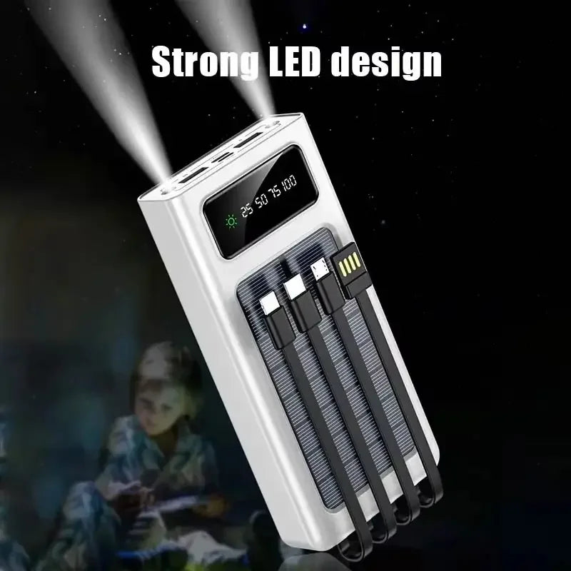 500000mAh 4in1 Solar Power Bank High Capacity 120W Fast Charging USB TypeC LED Light Outdoor Battery For iPhone Samsung 2026 NEW
