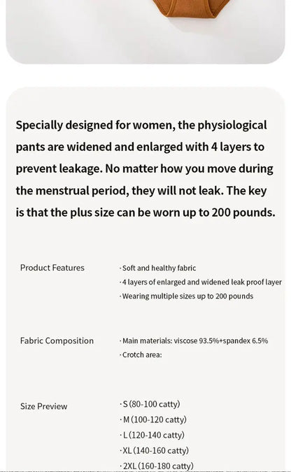 1/4PCS Women Period Panties Heavy Flow Leakproof Underwear Cotton Postpartum Menstrual Physiological Panty Teens Briefs S-3XL