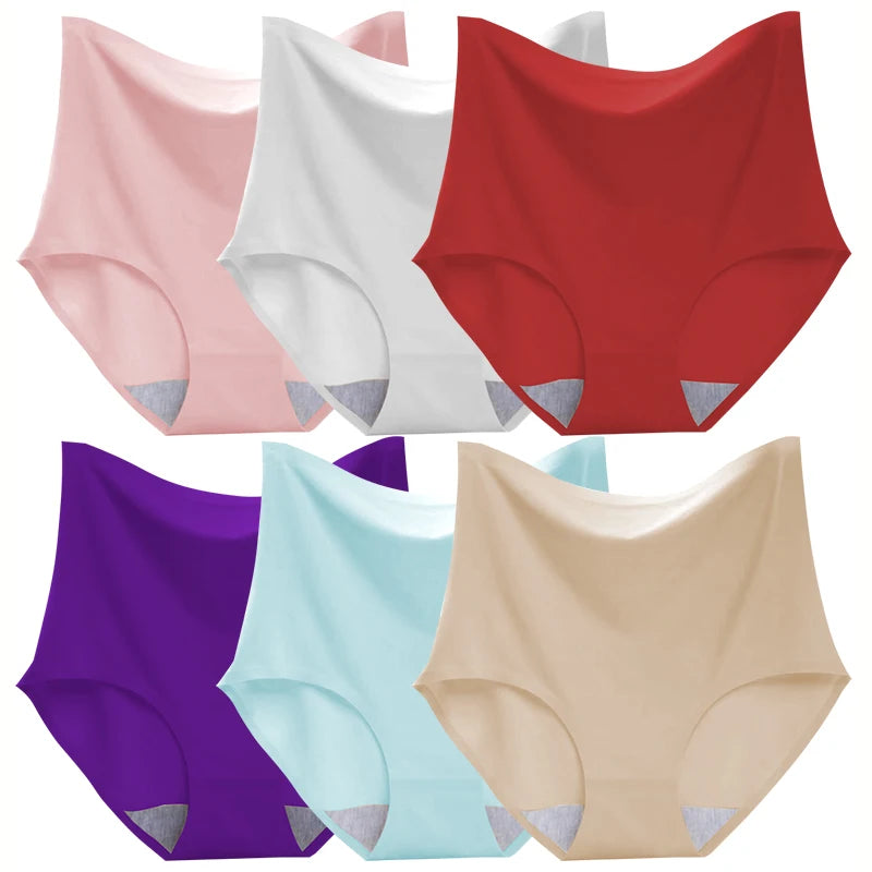 Women's underwear ice silk High waist Seamless Panties soft Lingerie Slimming Abdomen In Hip Lift plus size Breathable Briefs