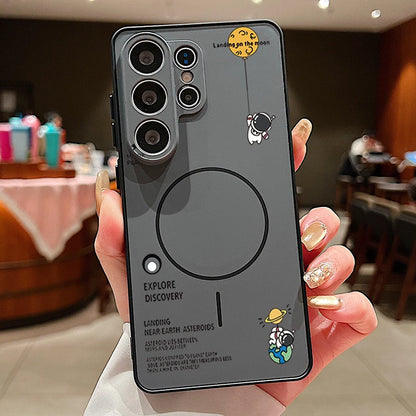 Little Astronaut Magnetic Phone Case For Samsung Galaxy S25 S26 Ultra Edge S24 S23 FE A57 A17 A56 A37 A16 A55 A36 A55 Hard Cover
