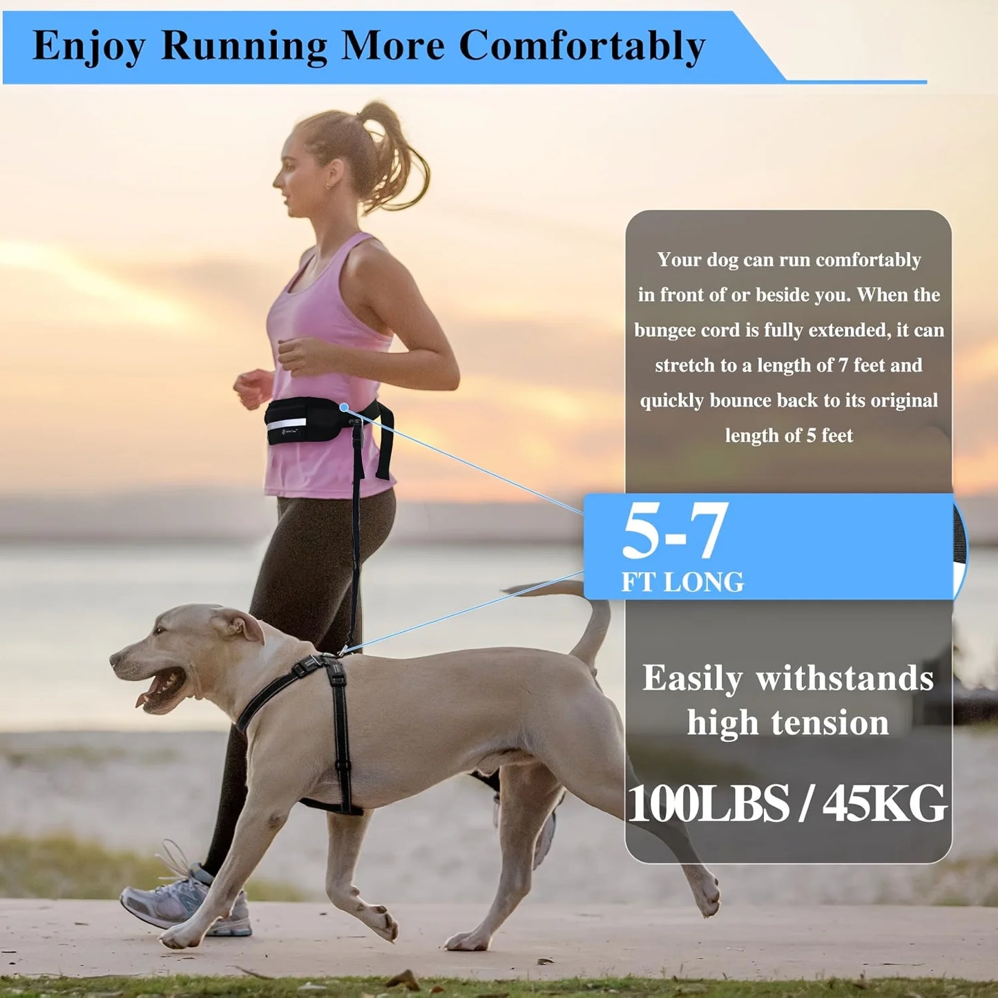 Hand Free Dog Leash for Pet Walking Running Jogging Adjustable Dog Leash Waist Belt Chest Strap Traction Rope Dog Accessories