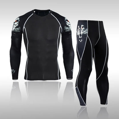 Men's Compression Gym Tights - Muscle Support Workout Pants | Quick Dry Sportswear Set