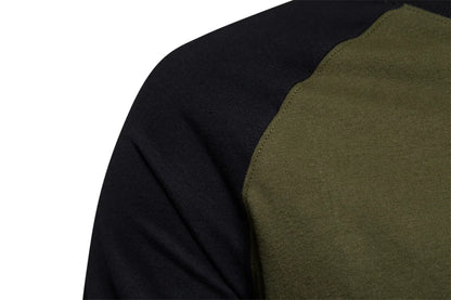 Men's Cotton T-Shirts - Long Sleeve Patchwork O-Neck Casual Designer Tees