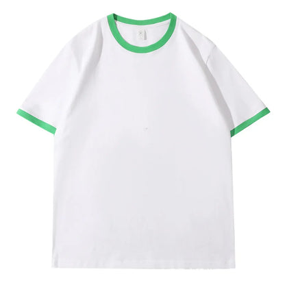 210G Heavy Cotton Men's T-shirt Edge-bumping O-Neck Short-sleeved Man T shirt Contrasting Color Splicing Men T-shirt Tops Tees