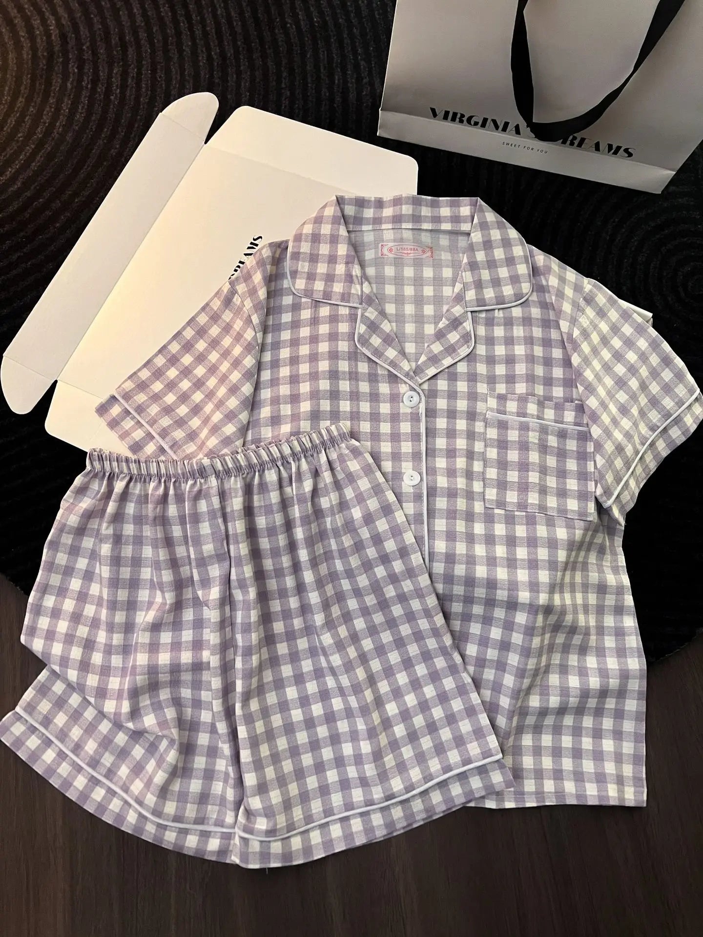Ins Japanese-Style Minimalist Women's Pajamas Summer Bubble Cotton Cute Girl Loose Short-Sleeve Shorts Loose Summer Outfit Set