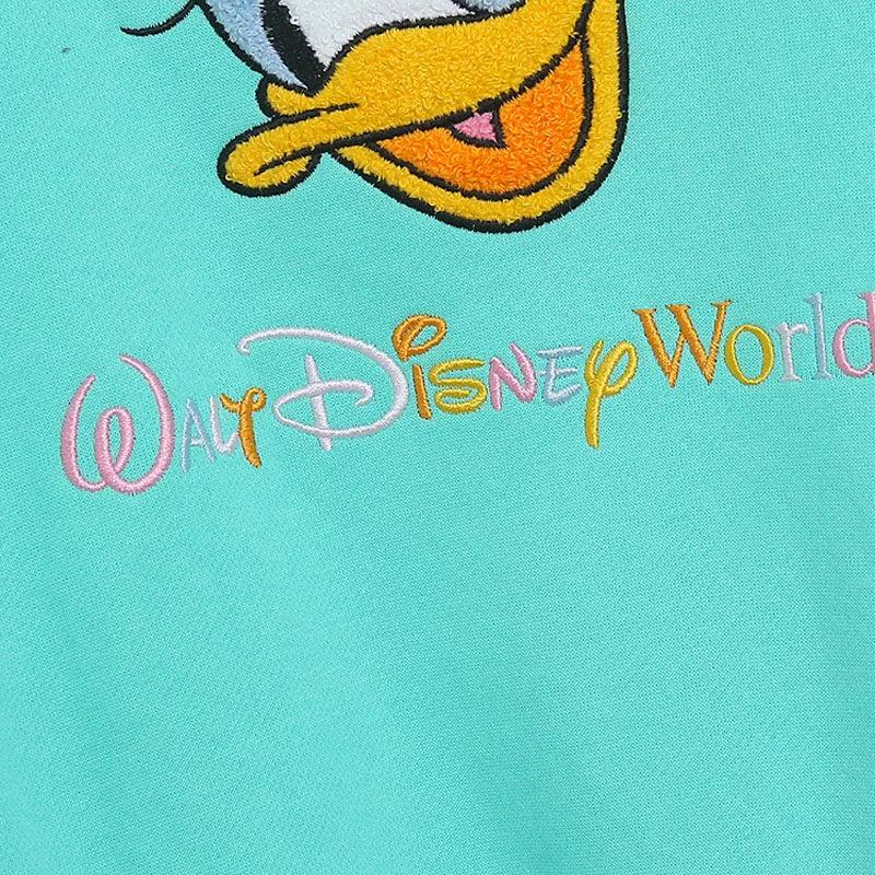 Disney World Disneyland Embroidery Sweatshirt Women Casual Fleece Jumper Mickey Daisy Duck Cartoon Loose Pullover Top O Neck