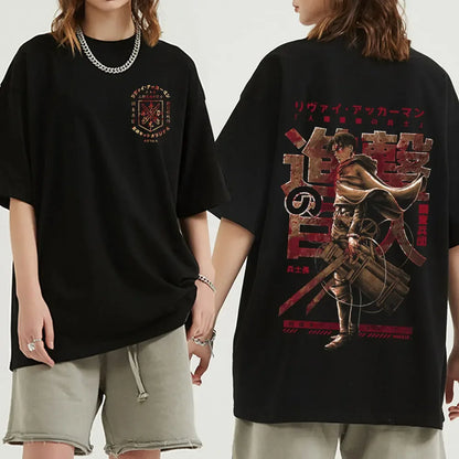 Anime Attack on Titan T-Shirt Ackerman Mikasa Eren Jaeger Cherry Blossom Graphics Logo T Shirt Clothes Men's Cotton T Shirts