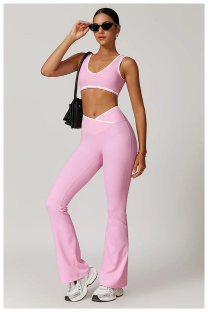 Yoga Workout Set – High Waist Leggings & Sports Bra Outfit | Breathable Fitness Sportswear
