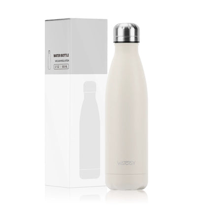 WATERSY 500ml Insulated Water Bottle, Stainless Steel Thermal Leakproof Flask, BPA-Free Double Walled Vacuum Bottle for Sports