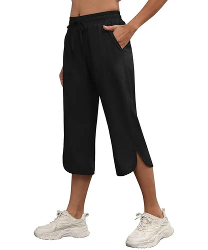 Women Casual Cropped Capris Cargo Pants, Outdoor Lightweight Capris Yoga Flared Pants, Breathable Quality Sweatpants