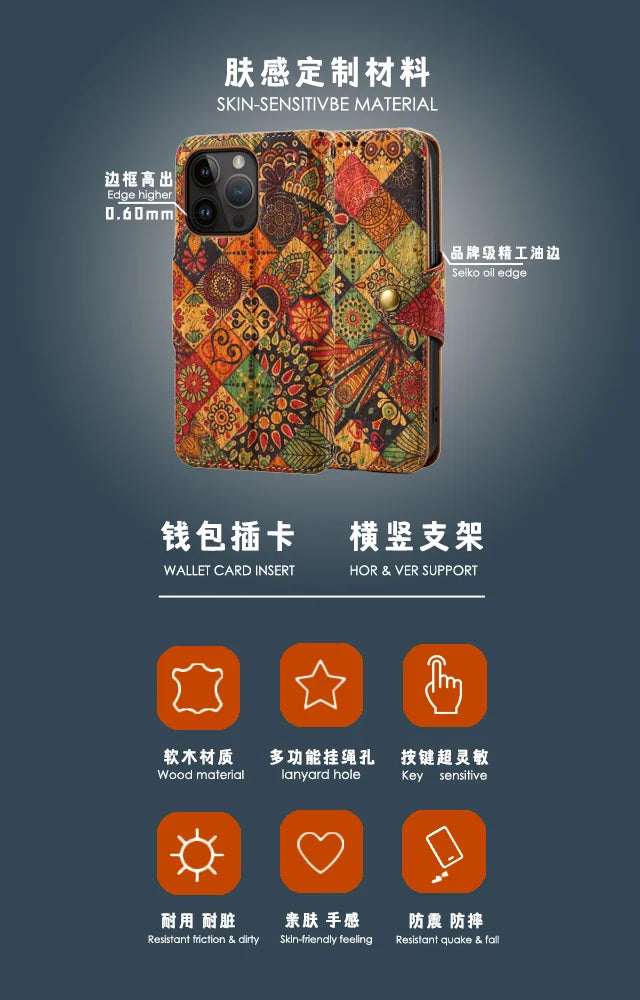 Wallet i Phone 15 Case for Coque iPhone 17 16 15 14 13 12 11 Pro Max 7 8 Plus X XS XR Case High Quality Leather Totem Flip Cover