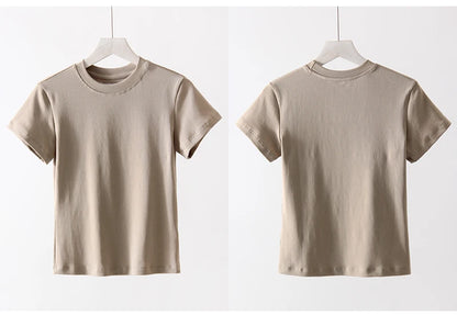 Basic T Shirts Women Cotton Slim Fit White Tops Summer Black Tees Crew Neck 100% Cotton T Shirt For Women Plain T-shirts Soft