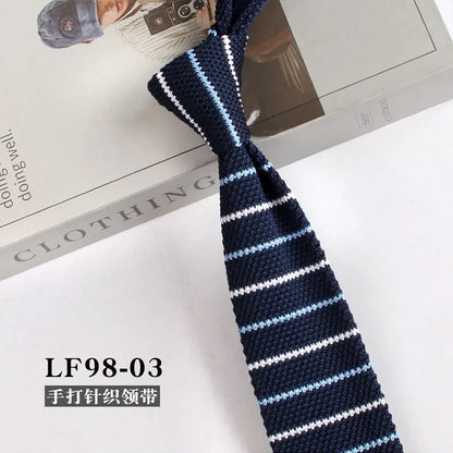 Narrow Striped Knitted Necktie for Men - Retro Korean Style Casual Cravat Accessory