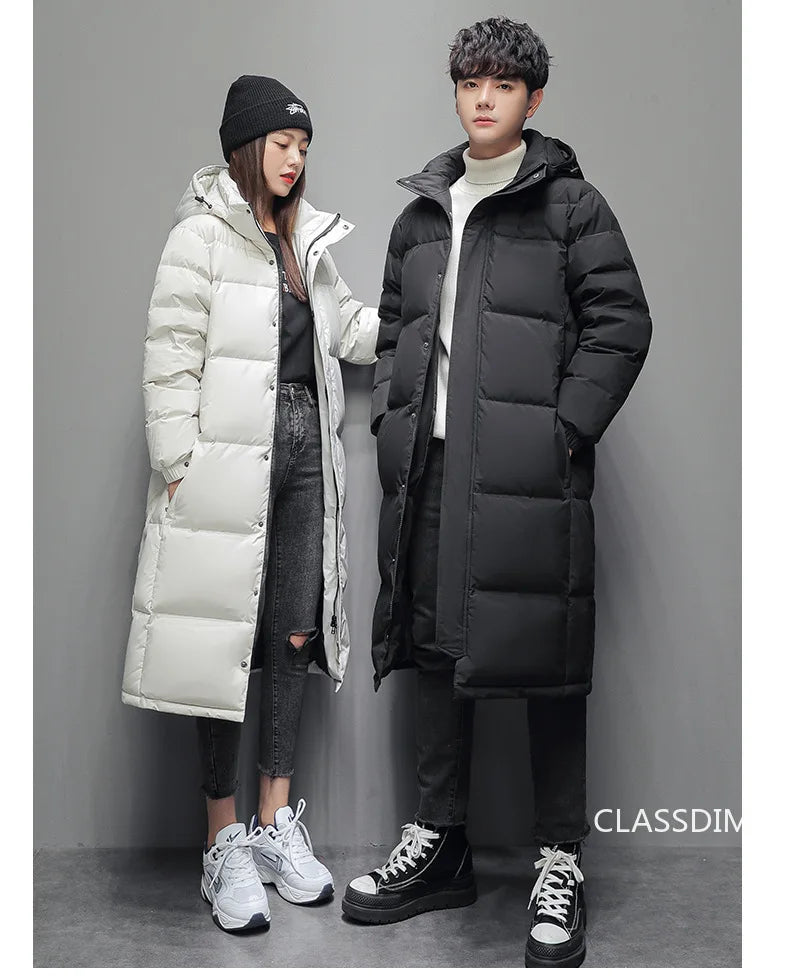 New Winter Long Puffer Jackets for Men and Women Hooded Casual Duck Down Coats Quality Couples Outdoor Windproof Warm Jackets 5X