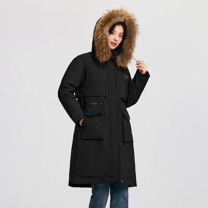 Women Goose Down Jacket | Waterproof Winter Coat with Thermal Insulation & Loose Fit Design