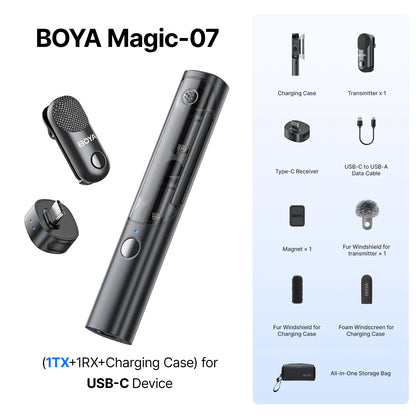 BOYA BOYA Magic Professional Wireless Lapel Microphone Shotgun/Desktop/Handheld Mic for iPhone Android Camera PC Video Recording