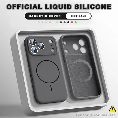 Liquid Silicone Magnetic Phone Case - iPhone 16E1112131617 Pro Max  Air 151416 Plus MagSafe Cover