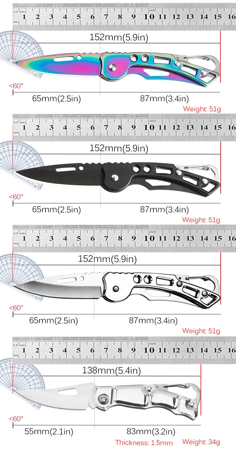 Folding Stainless Steel Fruit Knife - Non-Slip Outdoor Pocket Knife
