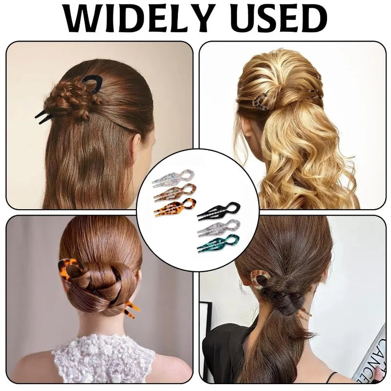 Lazy Bun Hair Pin Fish Tail Twist Hairpin French Acrylic U Shaped Hair Stick Girl Hair Sticks Accessories FZAN04