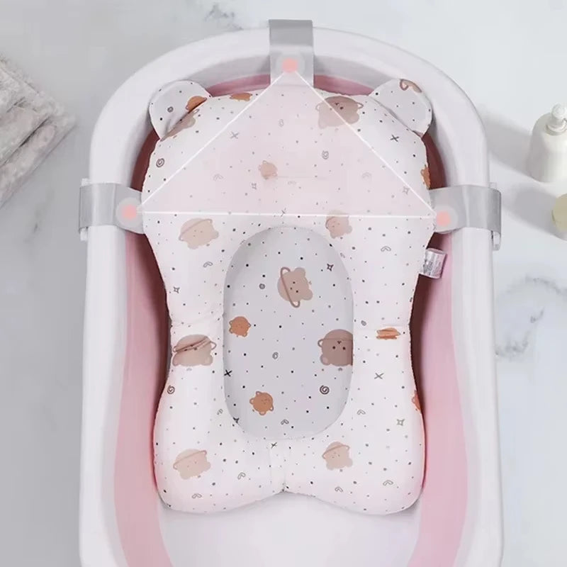 Baby Shower Bath Tub Pad Non-Slip Newborn Bathtub Mat Safety Nursing Foldable Support Comfort Body Cushion Mat Pillow Cartoon