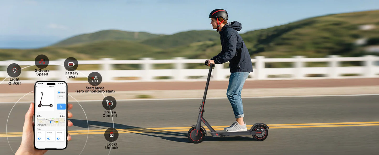 350W Electric Scooter for Adults 19mph Top Speed 21 Miles Max Range Foldable E-Scooter with 8.5'' Tires Double Shock System APP Control