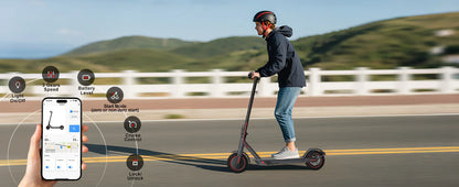 350W Electric Scooter for Adults 19mph Top Speed 21 Miles Max Range Foldable E-Scooter with 8.5'' Tires Double Shock System APP Control